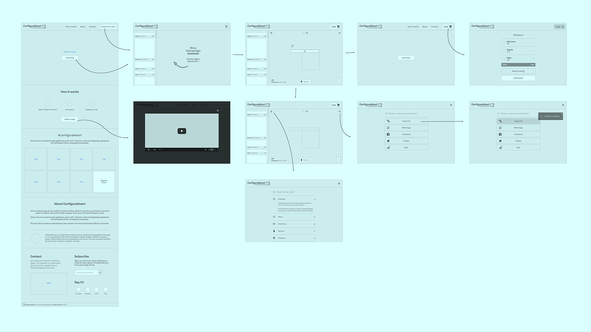 Configurable Art wireframes desktop