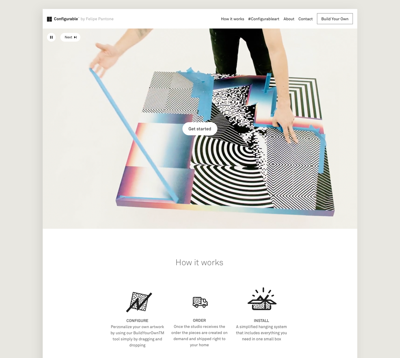 Configurable Art landing page
