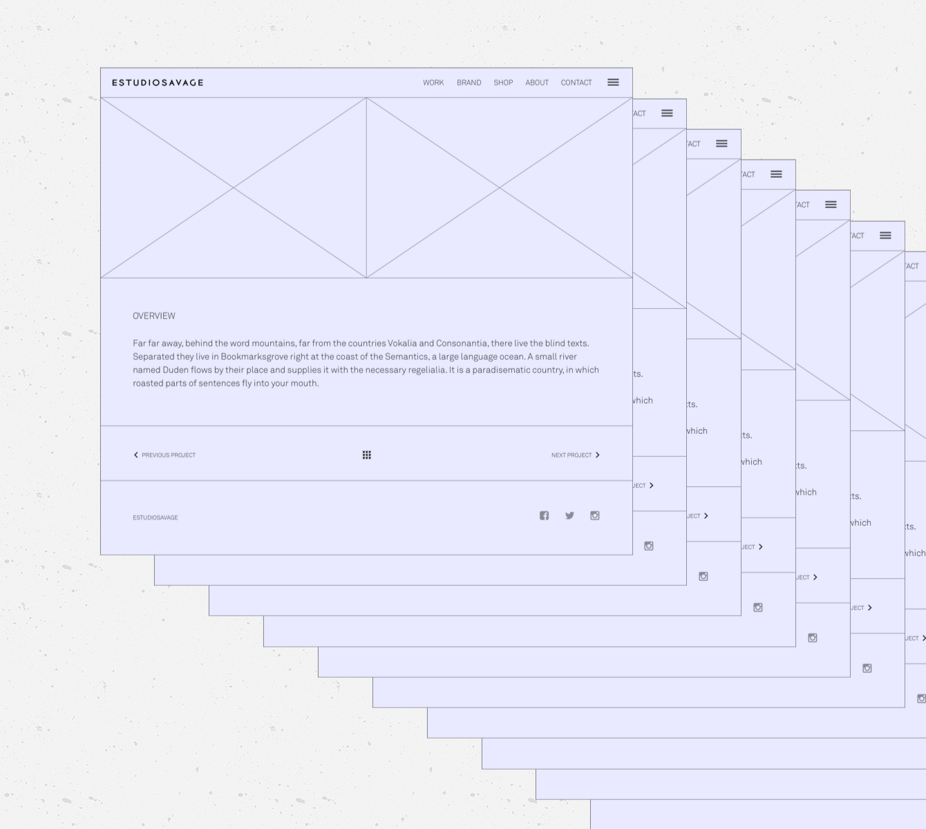 Studio Savage service blueprint wireframes