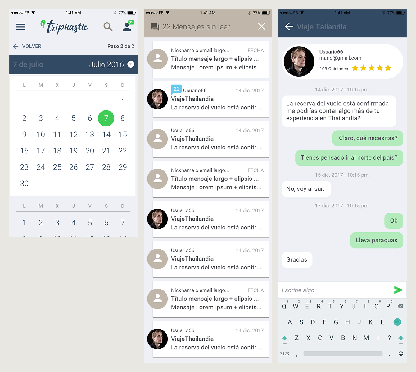 Tripnastic messaging and calendar