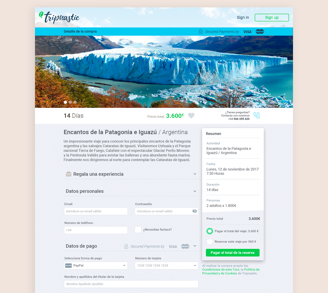 Tripnastic product detail page